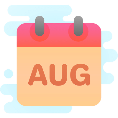 Grafische afbeelding van kalender die op maand augustus staat