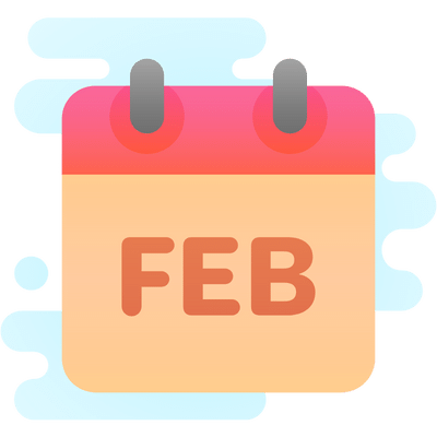 Grafische afbeelding van kalender die op maand februari staat