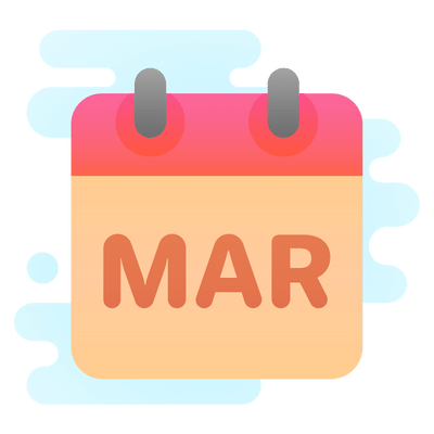 Grafische afbeelding van kalender die op maand maart staat