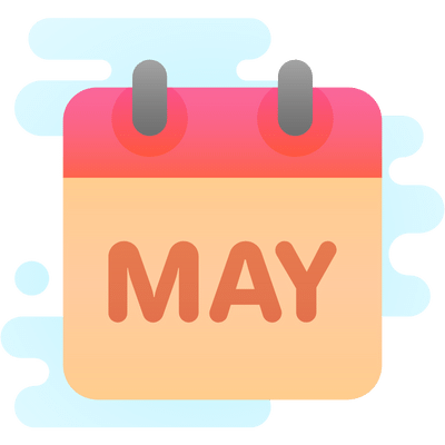 Grafische afbeelding van kalender die op maand mei staat