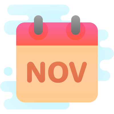 Grafische afbeelding van kalender die op maand november staat